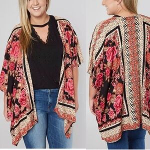 Angie Boho Floral Kimono Cardigan S